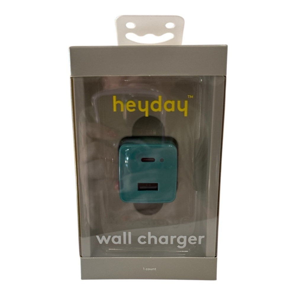 Heyday Bright Teal Dual-Port Wall Charger | USB-C + USB-A
